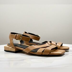 Indiana Colours of Brazil Size 39 Brown Leather Strappy Square Toe Block Heel